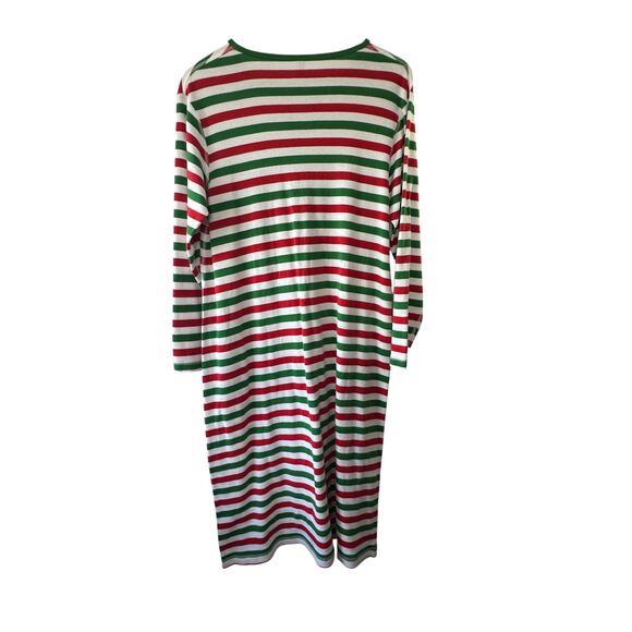 Hanna Andersson Red White & Green Stripe Henley Nightshirt Nightgown Small - Picture 6 of 6